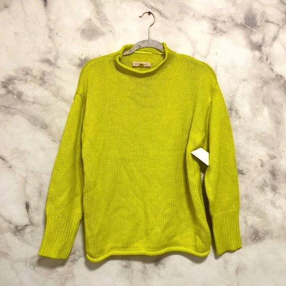 Philosophy Neon Yellow Chunky Funnel Neck Sweater